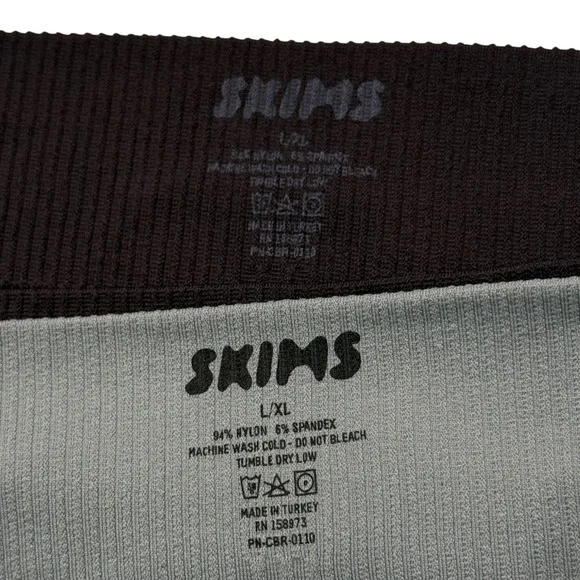 SKIMS Stretch Rib Brief Lot of 2 NEW Soot sea Haze L/XL - Picture 10 of 12